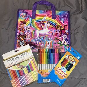 Lisa Frank Trifold Portfolio Sticker Pad Puzzles Rainbow Unicorn Pegasus 2016